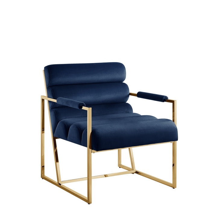 Inspired Home Dalia Accent Chair Velvet Navy/Gold Main