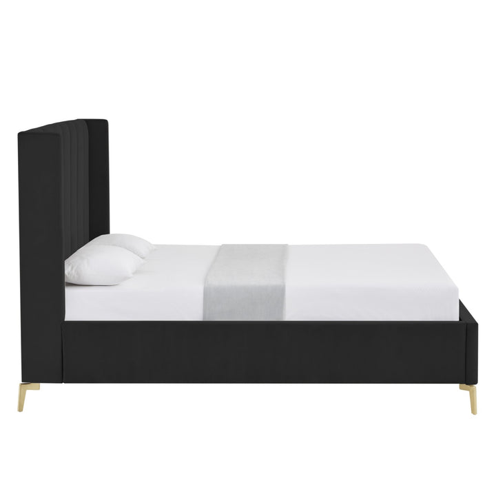 Inspired Home Caliyah Platform Bed Velvet Black 2