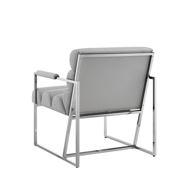 Inspired Home Dalia Accent Chair PU Leather Grey/Chrome 3