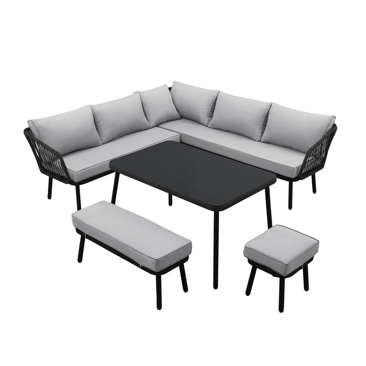 Inspired Home Colter Patio Conversation Set  Black Main