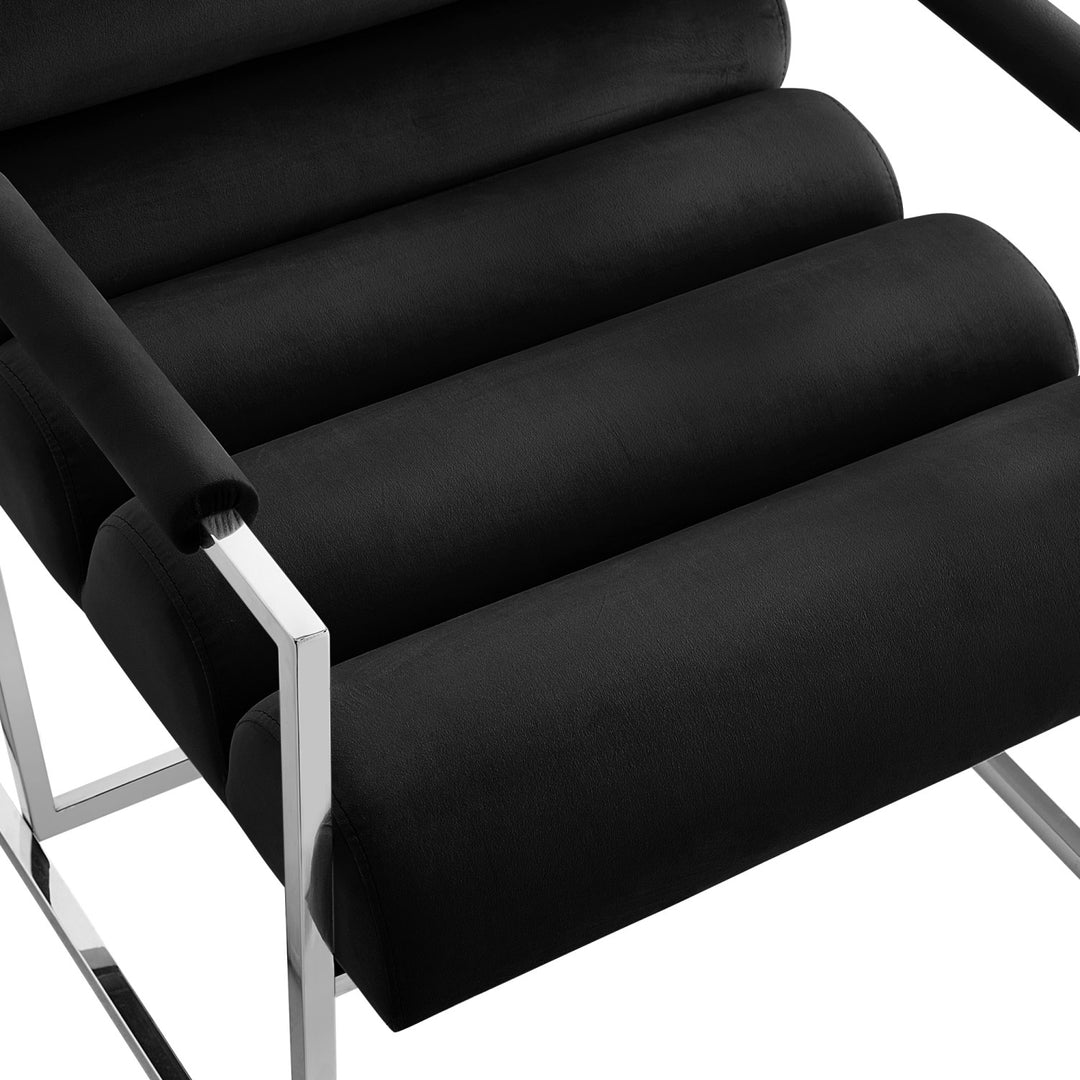Inspired Home Dalia Accent Chair Velvet Black/Chrome 5