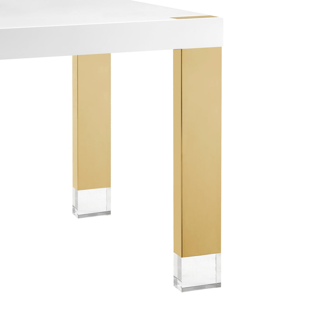 Inspired Home Lesly Dining Table White/Gold 4