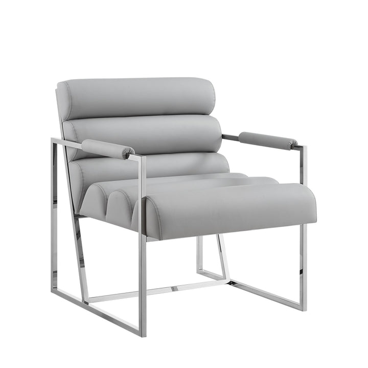 Inspired Home Dalia Accent Chair PU Leather Grey/Chrome Main