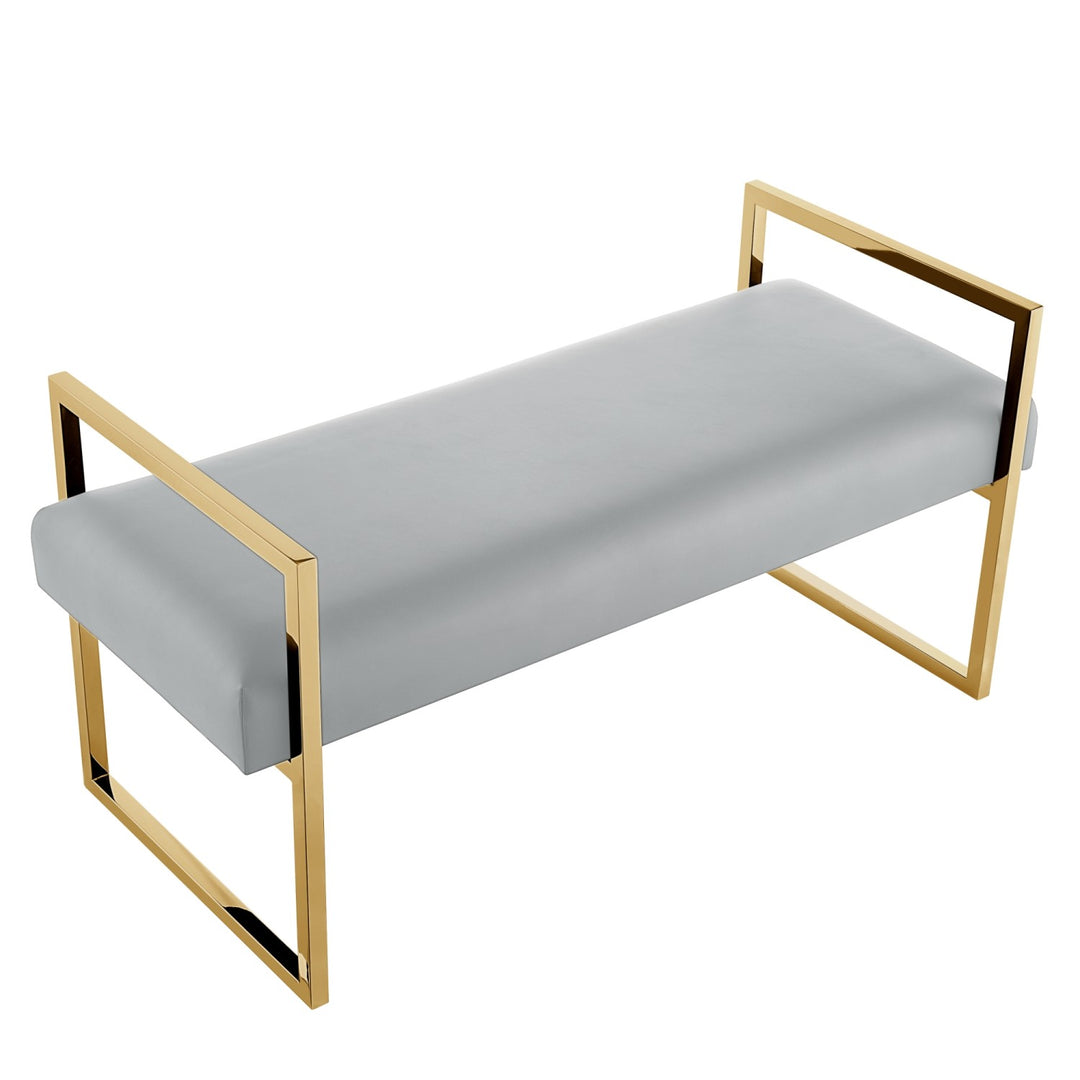 Inspired Home Dalia Bench PU Leather Grey/Gold 2