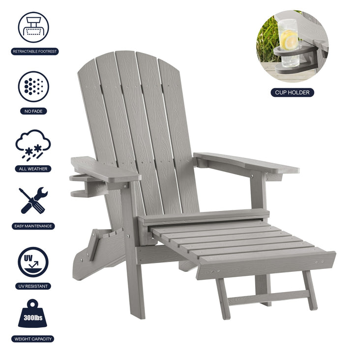 Inspired Home Cal Adirondack Chair  Light Grey 1