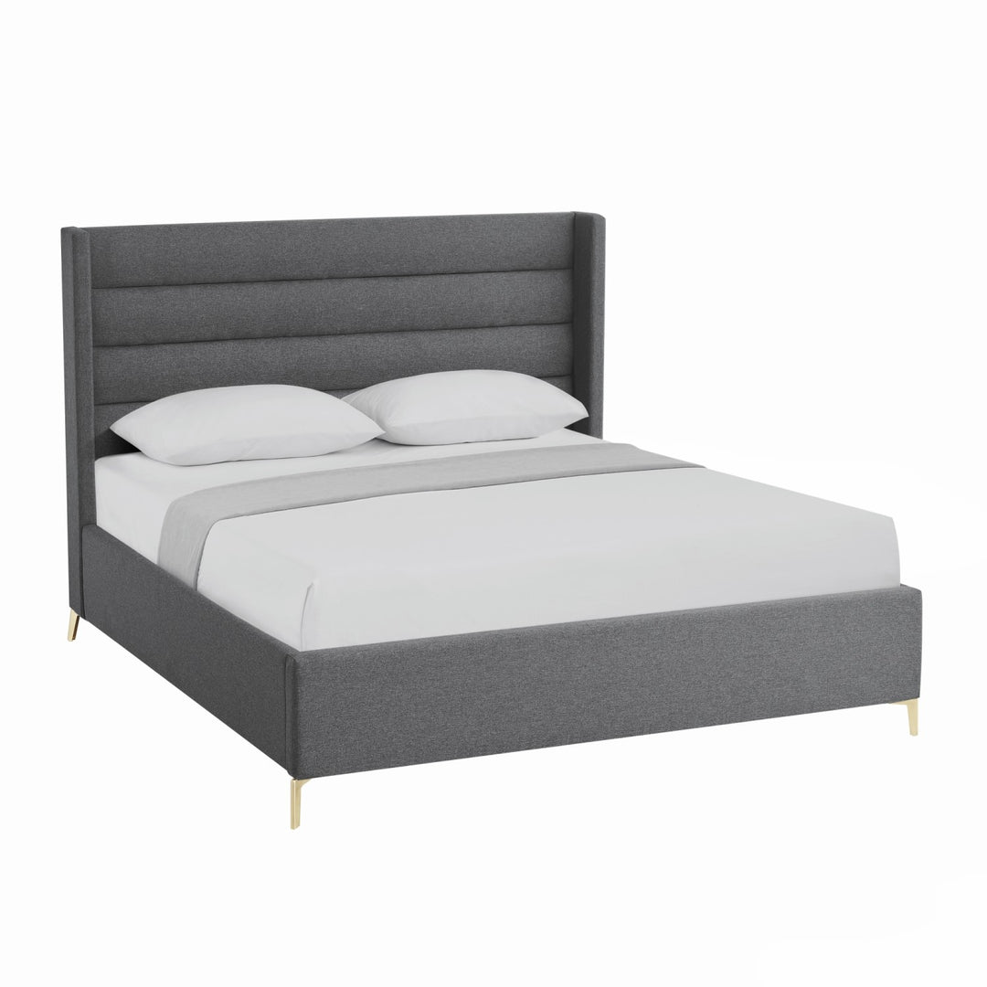 Inspired Home Kacie Platform Bed Linen Grey Main